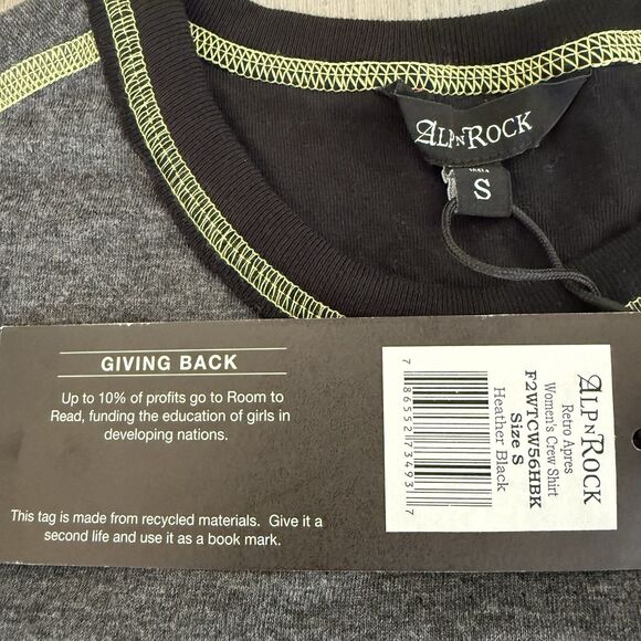 Alp N Rock Retro Apres Womens Crew Shirt Small Heather Black SKI Long Sleeve NWT - Picture 4 of 14